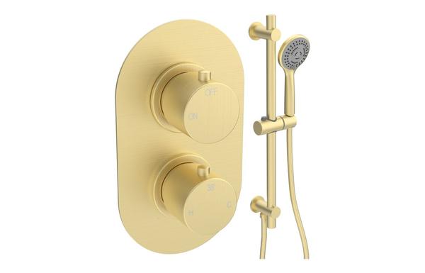Aura Round Shower Valve & Kit Pack 2 - Brushed Brass